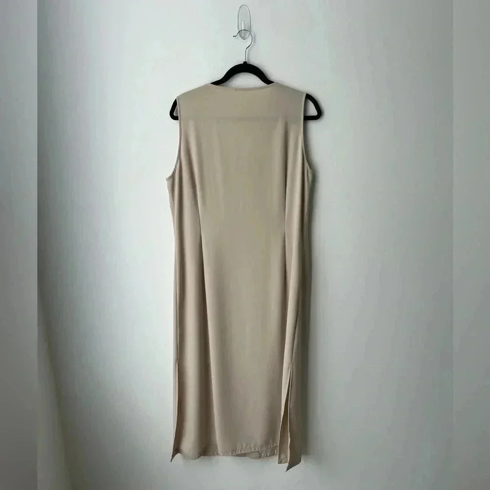 Wallis Long Crepe Vest Duster Minimalist Sleeveless Cardigan Neutral Capsule - Picture 8 of 12